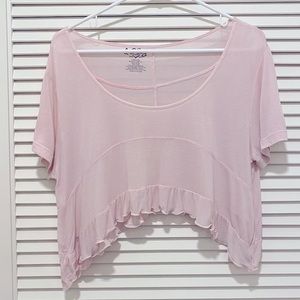 Free People Light Pink Ruffle Crop Top NWT